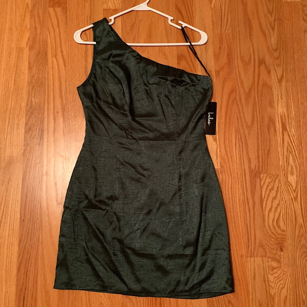 Small Dark Green One Shoulder Cocktail Dress